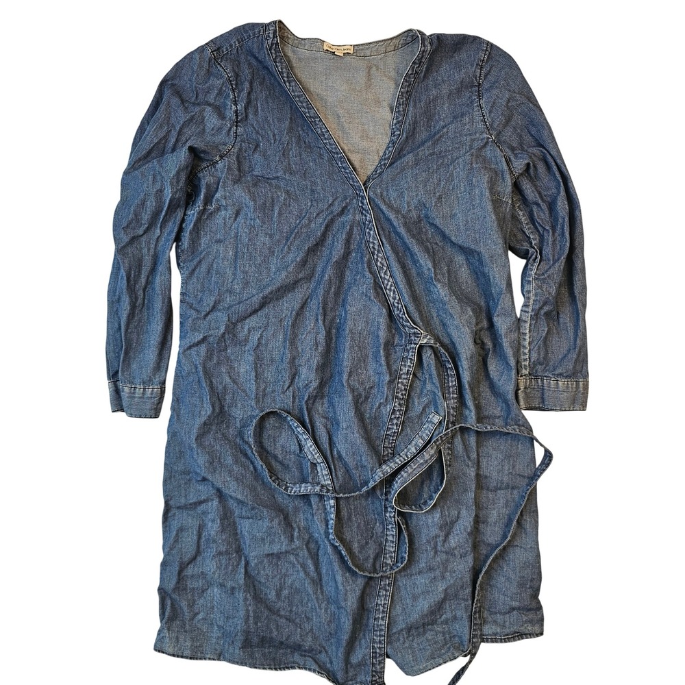 Calvin Klein Jeans Blue Denim Wrap Dress Long Sleeve V-Neck XL